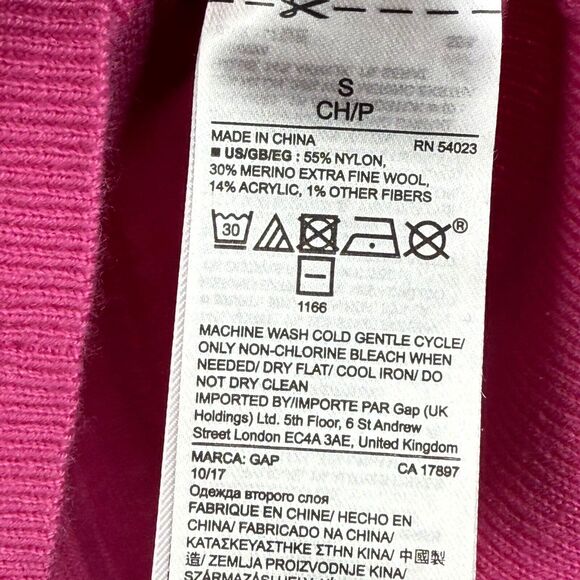 Gap Sweater Women's Small‎ Pink Frenchie Bulldog Merino Wool Blend Cozy Preppy - Picture 4 of 7